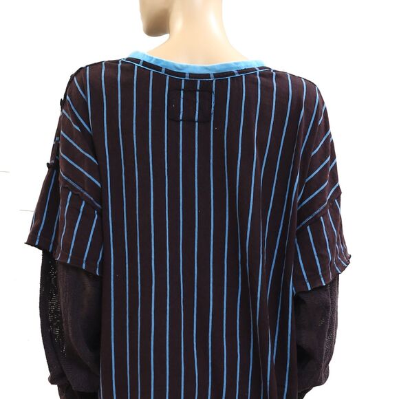 Free People We The Free Trevor Tee Tunic Top Striped Graphic Printed L 281144 - Picture 6 of 8